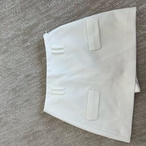 White Mini Skort with Pocket Details